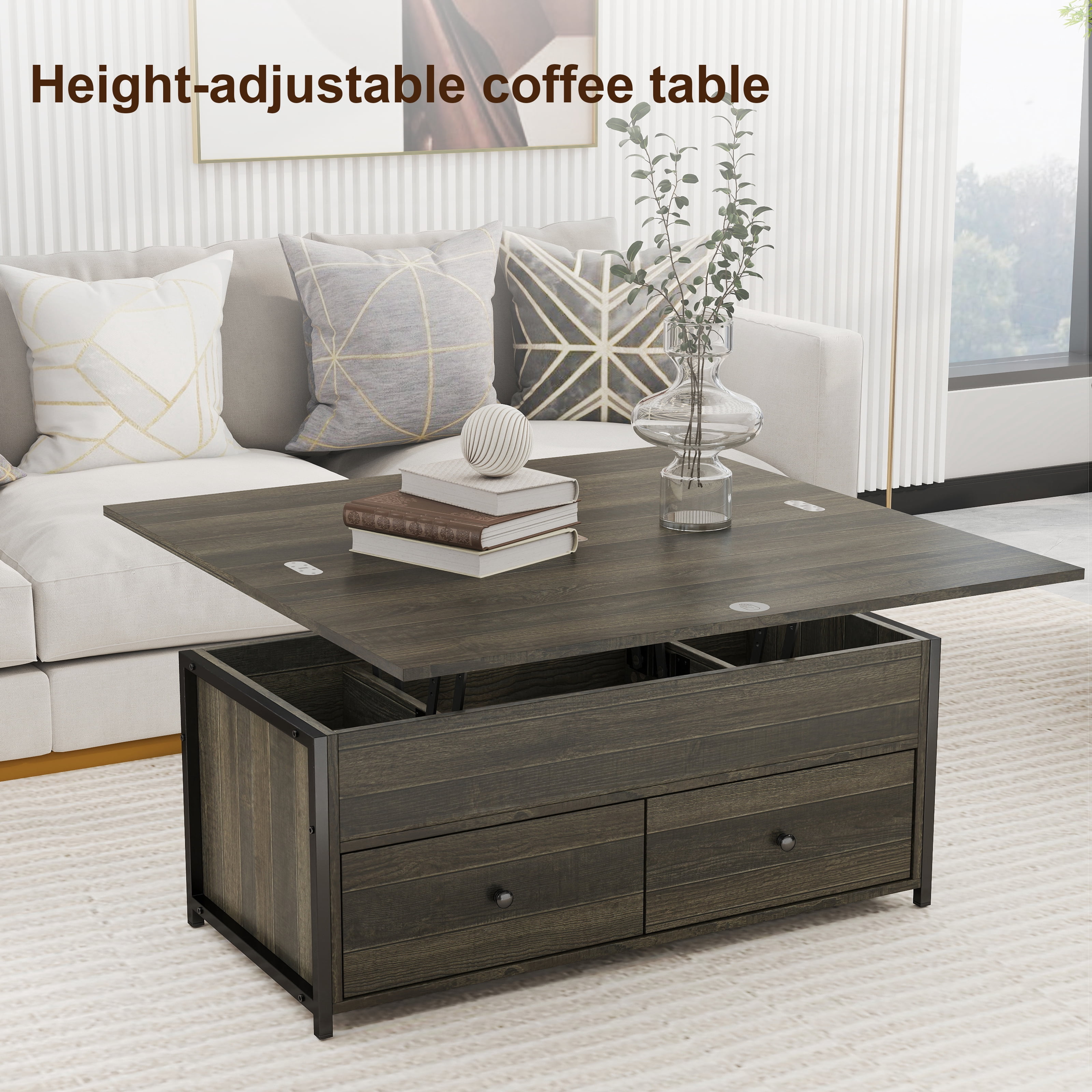 Manora Lift Coffee Table Manora Coffee Table Contemporary Storage Chipboard Coffee Table with One Coffee Table, Gray