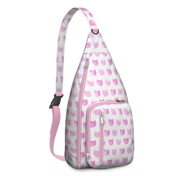 Pet Lover's Shoulder Bag - Hand-drawn Cat Graphic Sling Backpack (Lightweight Chest Bag, Easy Access Pockets)