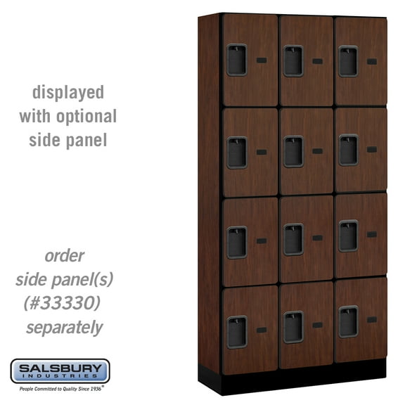 Salsbury 12 in. x 6 ft. x 15 in. 3 Wide Four Tier Designer Wood Locker - Mahogany