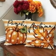 thumbnail image 5 of Happy Fall Y''all Pumpkin Decorative Throw Pillow Covers 20 x 20 Set of 4, Autumn Polka Dots Maple Leaf Porch Patio Outdoor Pillowcase, Farmhouse Thanksgiving Stripes Cushion Case Home Decor, 5 of 6