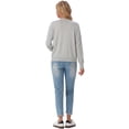 thumbnail image 5 of JWD Women Open Front Cardigan Buttons Long Sleeve Lightweight Knit Sweater Light Gray L, 5 of 6