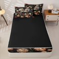 thumbnail image 4 of Castle Fairy Gothic Romantic Skeleton Couple Zipper Full Size Comforter Sets with Fitted Sheet and 2 Pillowcases,Vintage Floral Wildflower Zipper Bedding Set,Black Pink Red,4pcs,Black Reversible, 4 of 6