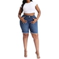 thumbnail image 6 of Gocolloa Women's Plus Size High Waisted Stretchy Jean Shorts 10" Inseam Raw Hem Denim Bermuda Shorts Royal Blue 16W, 6 of 6