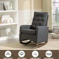 thumbnail image 3 of Ataucjin Upholstered Glider Rocking Chair Teddy Fabric Nursery Chairs High Backrest Reading Chair With Side Pocket And Rubber Wood Legs Accent Armchair For Living Bedroom Offices, 3 of 7