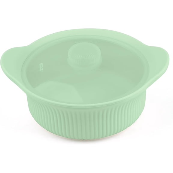 ABCISI Silicone Microwave Steamer Basket - Baby Food Steamer Vegetables Steamer for Rice, Meat, Dumplings, Versatile Kitchen Tool, Compact & Lightweight Design, Oven & Dishwasher Safe (Green, S 20oz)