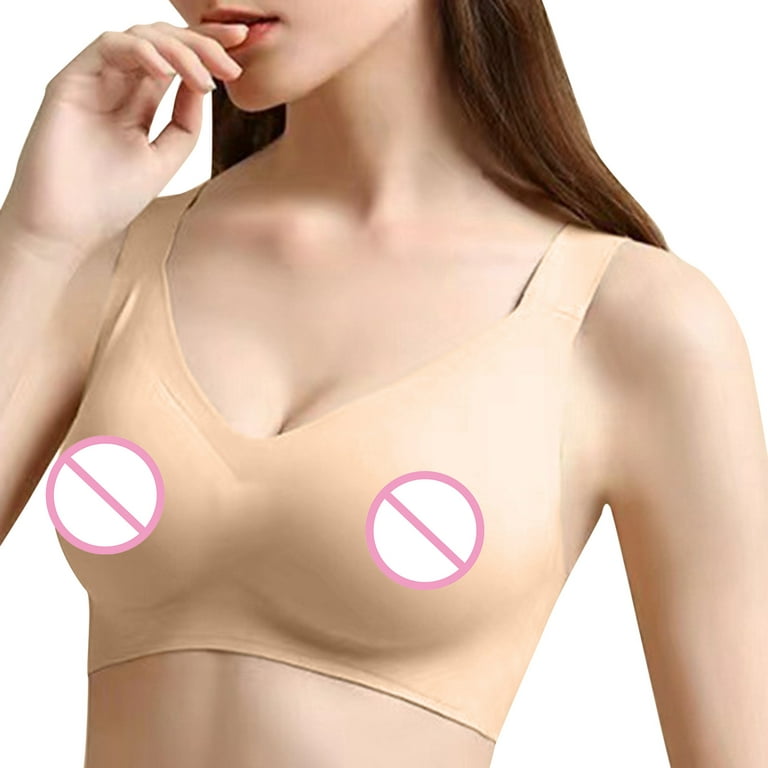 Nursing Bras Thin Cover Vest Strapless Bra for Womens Plus Size Beige XL