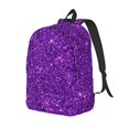 thumbnail image 1 of Disketp Purple Glitter print Canvas Backpack Lightweight Travel Daypack Student Rucksack Laptop Backpack-Medium, 1 of 5