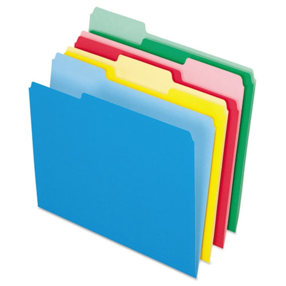 Pendaflex 82300 Two-Tone File Folders, 1/3 Cut Top Tab, Letter, Assorted Colors, 24/Pack