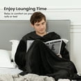 thumbnail image 5 of Winthome Flannel Wearable Blanket Large Soft Fleece TV Throw Wrap Robe Blanket with Sleeves Comfy Warm Full Body Black 55''X 67'' inch Black, 5 of 7