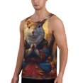 thumbnail image 2 of Gukieu Maple Leaf Meditating Squirrel Print Men's Quick Dry Fitness Vest, Round Neck Sleeveless Fitness Bodybuilding Top-Large, 2 of 7