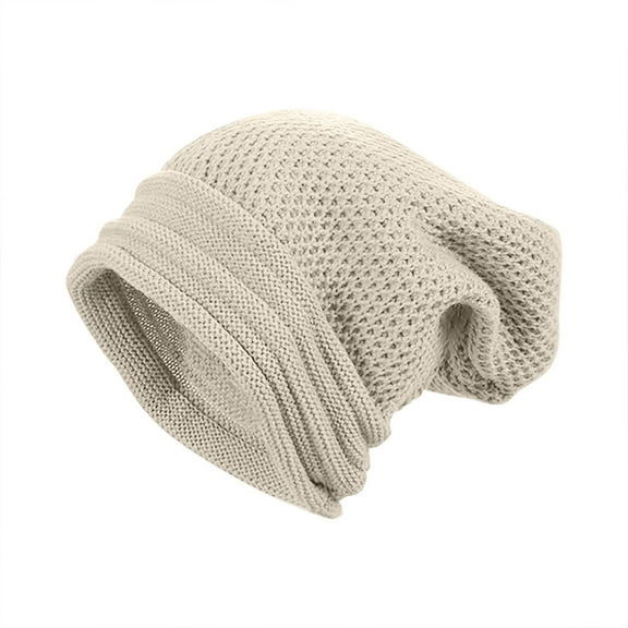 Unisex Crochet Beanie Slouchy Knit Slouchy Hat Oversize Skull Cap for Fall and Winter Beige