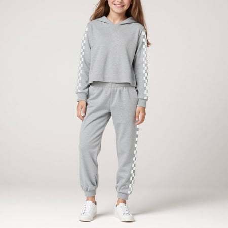 Girls' Clothing Sets Kids 2 Piece Outfits Girls Summer Plaid Long Sleeve T-Shirts and Pants Set Fashion Clothing Sets Teen Outfits For Girls 13-14 Teen Girl Clothes 12-14 Years Old Trendy