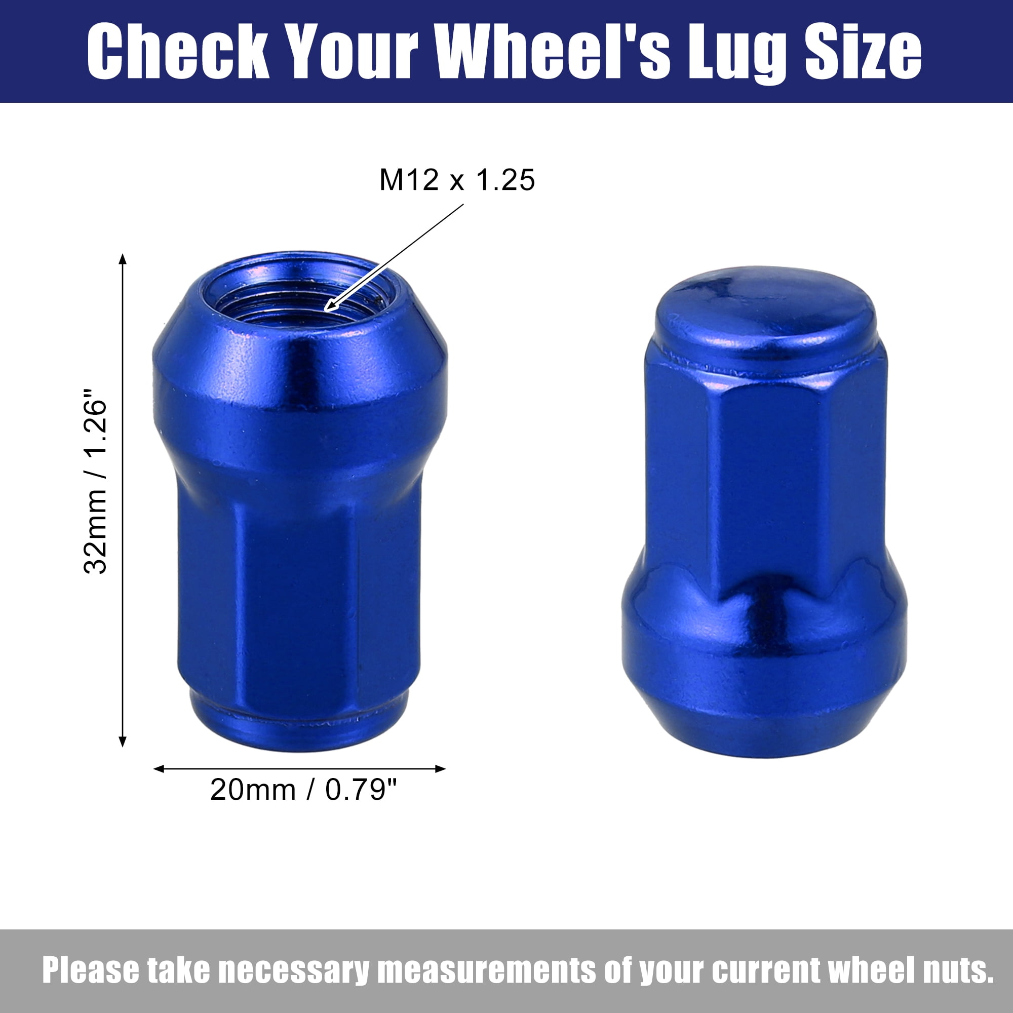 Unique Bargains 20Pcs M12 x 1.25 Car Lug Nuts with Socket Key Blue