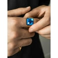 thumbnail image 6 of KeyStyle Created Sapphire Rings for Men Stainless Steel Statement Ring with Blue Topaz Birthstone Signet Ring Birthday Gemstone Jewelry Father Day Anniversary Gift for Husband, 15mm Created Sapphire, 6 of 9