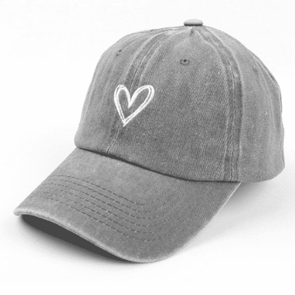 TELOLY Baseball Cap Korean Version for Men and Women Versatile Heart Embroidered Hat Maga Hat Spring and Summer Washed Distressed Baseball Cap Sun Hat,Gray