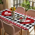 thumbnail image 3 of Valentine's Day Table Cloths for 6 Foot Rectangle Tables, Romantic Roses Love Heart Plaid Farmhouse Patio Waterproof Elastic Fitted Tablecloths, Washable Rectangular Table Cover for Camping, 3 of 8