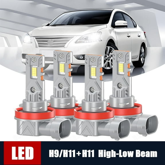 BSBSDJB White LED Headlight Bulbs For Nissan Versa 2020-2023, H11 H11 High Low Beam 4-Pack
