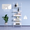 thumbnail image 5 of 5 Tier Wall Mounted Ladder Shelf, Ladder Bookshelf with Metal Frame and Wood Shelf, Modern Learning Bookcase for Living Room, Bedroom, Office (24"W x 12"D x 71"H, White), 5 of 9