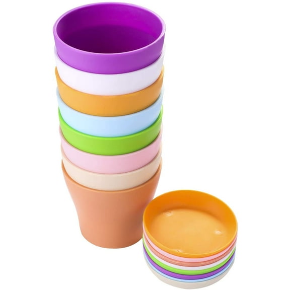 8 Pack 4inch Multi Color Plastic Plant Pots,Seedling Nursery Transplanting Planter Container Indoor Outdoor for Your Room,Garden Office and Balcony Decor