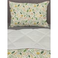 thumbnail image 3 of Botanical Comforter & Sham Bedding Set, Meadow Blooms Flourishing Summer Bouquets Rural Flowers Cartoon Pattern, 3 pcs Duvet Set Microfiber Filling Quilt, 5 Sizes, Green and Marigold, by Ambesonne, 3 of 4