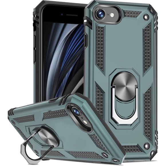 ULAK iPhone SE 3 2022 & iPhone 8 & iPhone 7 & iPhone SE 2 2020 Case for Kids Boys Men, Heavy Duty Shockproof Sturdy Phone Case for iPhone 7/8/SE 2nd 3rd Generation 5G, Green