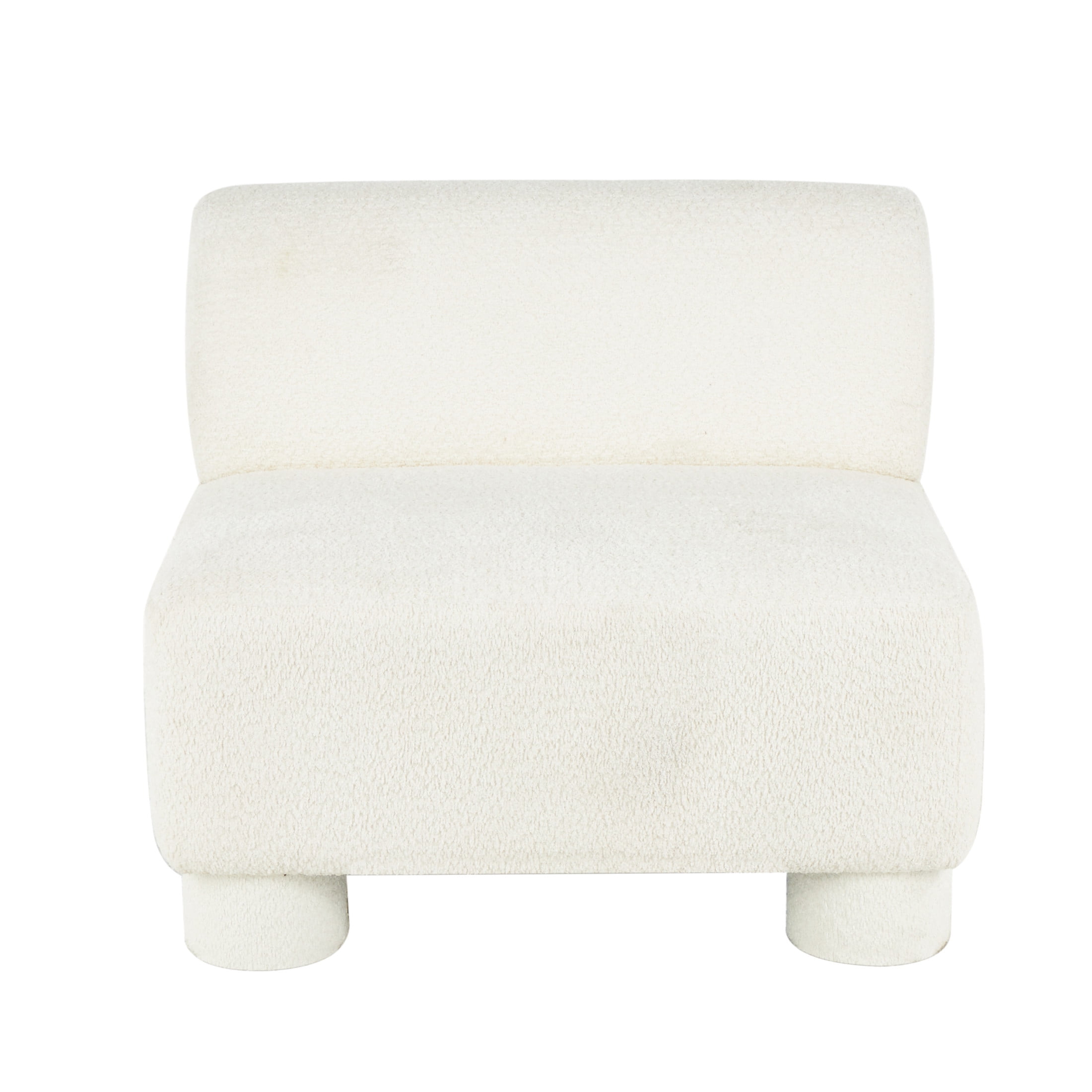 DecMode Polyester Square Boucle Lounge Chair, White