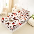 thumbnail image 4 of Homewish Dreamy Boho Mushrooms Twin Sheets,Butterfly Floral Bedding,White Red,3-Piece,1 Fitted Sheet and 1 Pillowcase, 4 of 6