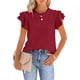 thumbnail image 1 of Txlixc Camiseta de Manga Corta para Mujer, Jersey con Volantes de Cuello Redondo de Color sólido, Tops Finos de Ajuste Suelto de Verano para Mujer Txlixc Estilo de ocio, 1 of 7