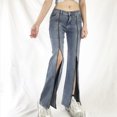 thumbnail image 3 of Vedolay Trousers Casual Women's Baggy Jeans High Waisted Straight Leg Streetwear Vintage Pants,Light Blue XL, 3 of 5