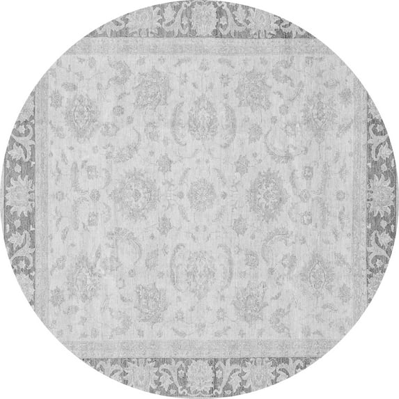 Ahgly Company Indoor Round Abstract Gray Modern Area Rugs, 6' Round