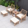 thumbnail image 4 of Costway Ensemble de Conversation en Rotin de Patio 5 Pcs avec Table Basse à 2 Niveaux et 2 Ottomans, 4 of 10