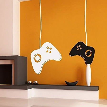 Decal ~ GAMING CONTROLLERS ~ WALL OR WINDOW DECAL TWO CONTROLLERS, #1 Controller with cord, 11