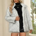 thumbnail image 2 of Akafmk Fall/Winter Women's Faux Furs Coat,Oversized Windproof Warmth Furs Jacket,Solid Color Long Sleeve Winter Work Coat Evening Party Furs Jacket, 2 of 4