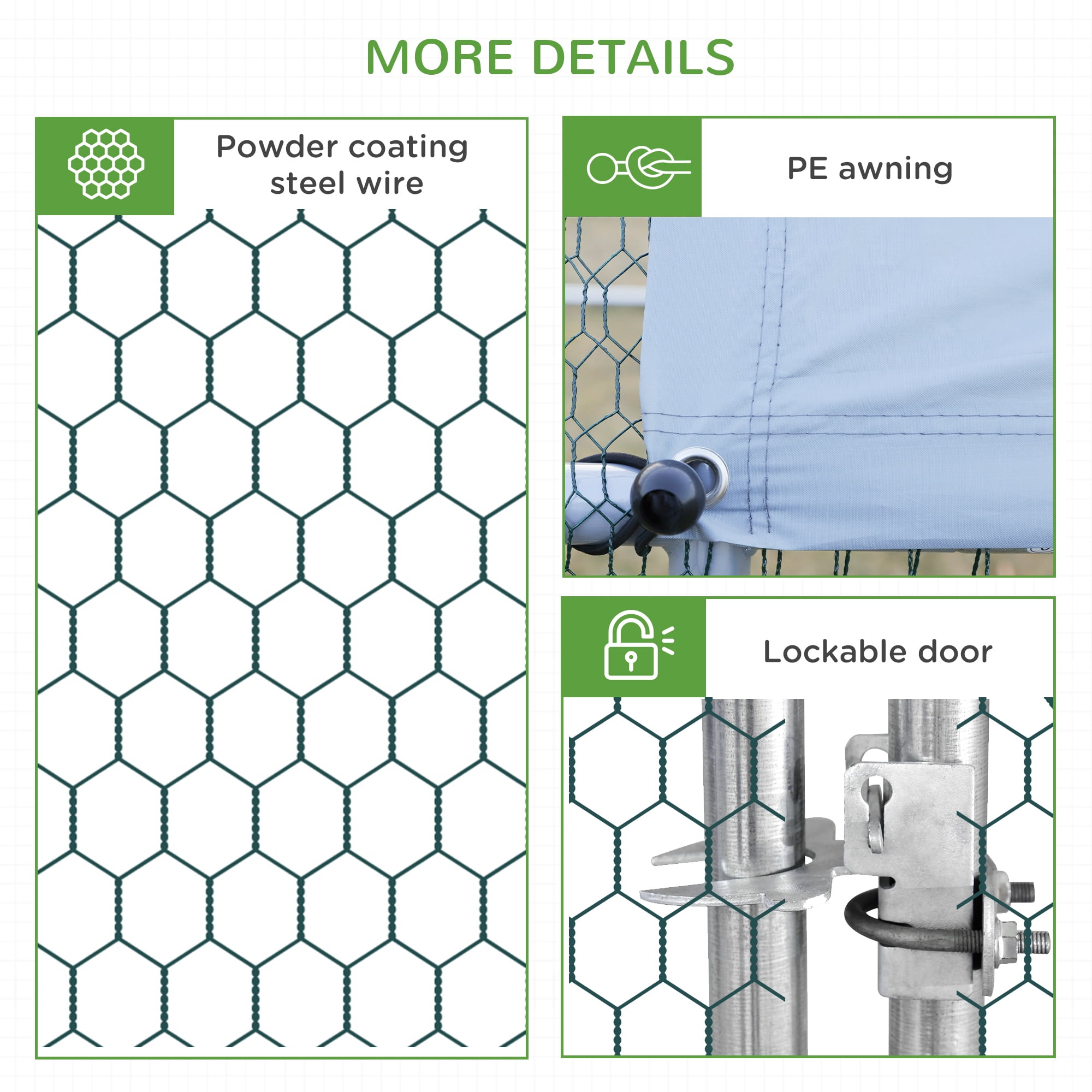 PawHut Galvanized Metal Chicken Coop Walk-in Enclosure w/ Cover for Outdoor