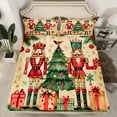 thumbnail image 2 of Manfei Merry Christmas Twin Sheet Sets,Retro Nutcracker Soldier Twin Fitted Sheet,Kids Xmas Gifts Flat Sheet For Child,Breathable Home Decor,3-Piece, 2 of 7