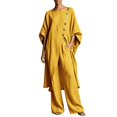 thumbnail image 5 of 2 Piece Sets for Women Summer 2026 Spring Summer Asymmetrical Collar Blouse Set 3/4 Sleeve Solid Color Breathable Lightweight Loose Fit 2 Piece Casual Outfit for Daily Home Travel Yellow Xxl by Duoif, 5 of 7