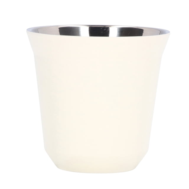 Delaman Tasse à café, Tasse à café en Acier Inoxydable 304 à Large Bouche Design Blanc Double Couche Bonne Isolation Thermique Tasse à Eau(80ml)