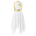 thumbnail image 4 of renvena Kids Girls Sleeveless Color Block Asymmetrical Praise Lyrical Dance Dress 6-16 A White 14, 4 of 7