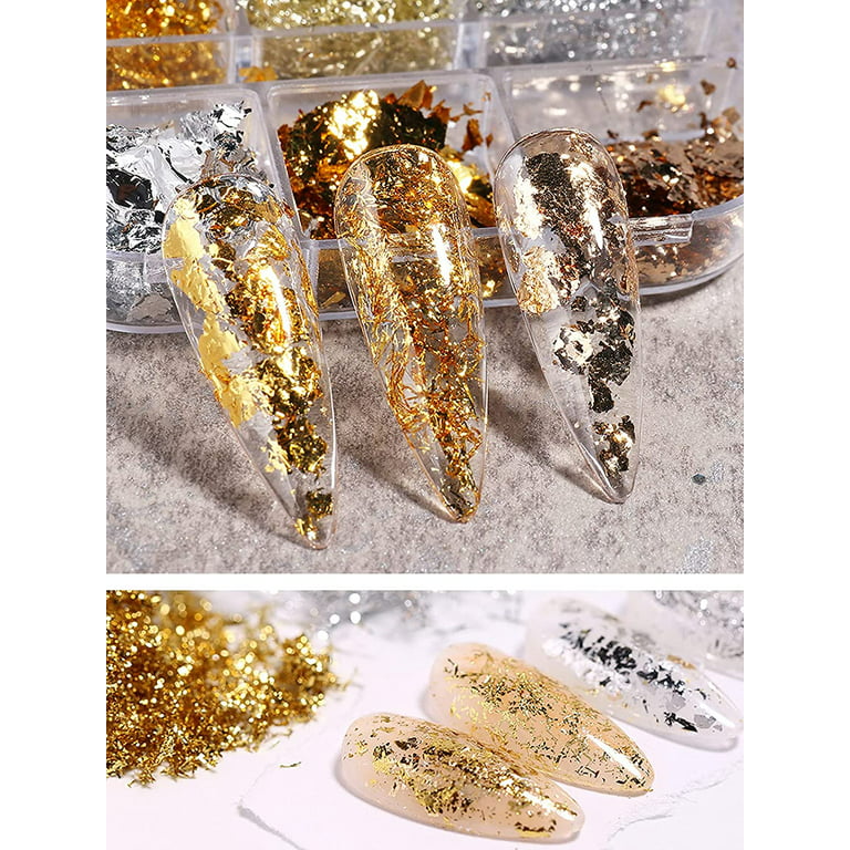 EXCEART 3 Gold Foil Craft Foil Nail Tech Supplies Gold Flakes for Nails  Kawaii Nail Charms Gold Flakes for Resin Nail Foil Flakes Nail Decor  Metallic