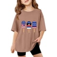thumbnail image 3 of CCRFTGI 4th of July Tops for Kids Girls Size 10-12 Short Sleeve Happy July 4th Celebration Summer Casual T-Shirts 1776 Festival Girls Clothes Tops Light Brown 2-3 Years, 3 of 4