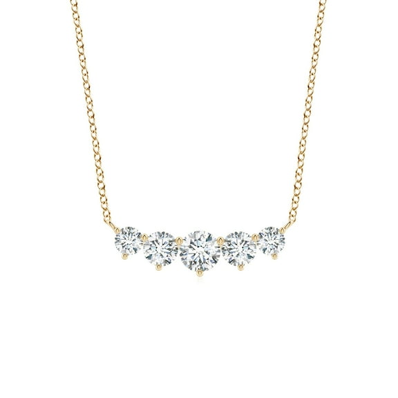 ANGARA 5 Stone Lab Grown Diamond Necklace for Women in 14K Yellow Gold (Size-5.1mm| Color-F-G| Clarity-VS) | April Birthstone, Anniversary, Jewelry Gift for Women | Lab-Grown Diamond Necklace
