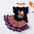 thumbnail image 4 of NIEWTR Newborn Baby Girl Outfits Girls' Halloween Party Outfit With Flying Sleeves Top Mesh Skirt Three Piece Skirt Set, 4 of 8