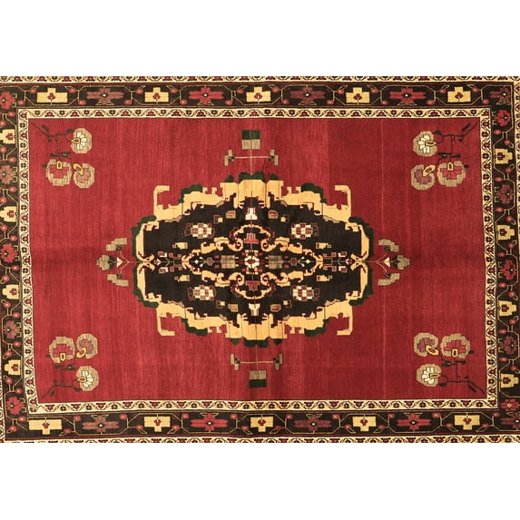 Ahgly Company Indoor Rectangle Medallion Brown Traditional Area Rugs, 5' x 7'