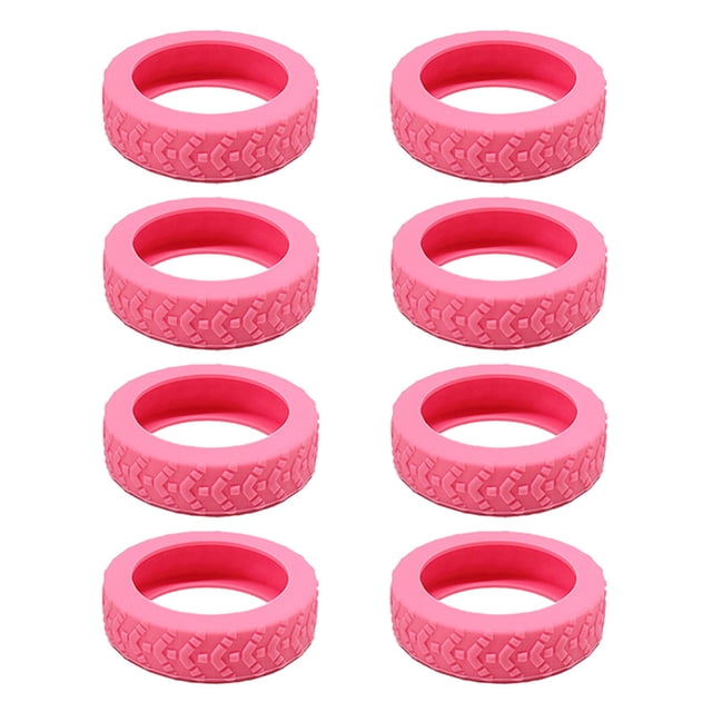 8 Pcs Housse Universelle pour Roues de Valise, Résistante à l'Usure, Housse pour Chariots, Housse pour Roulettes, Boîte à Bagages, Manchon Protecteur en Silicone pour Roulettes, Rose