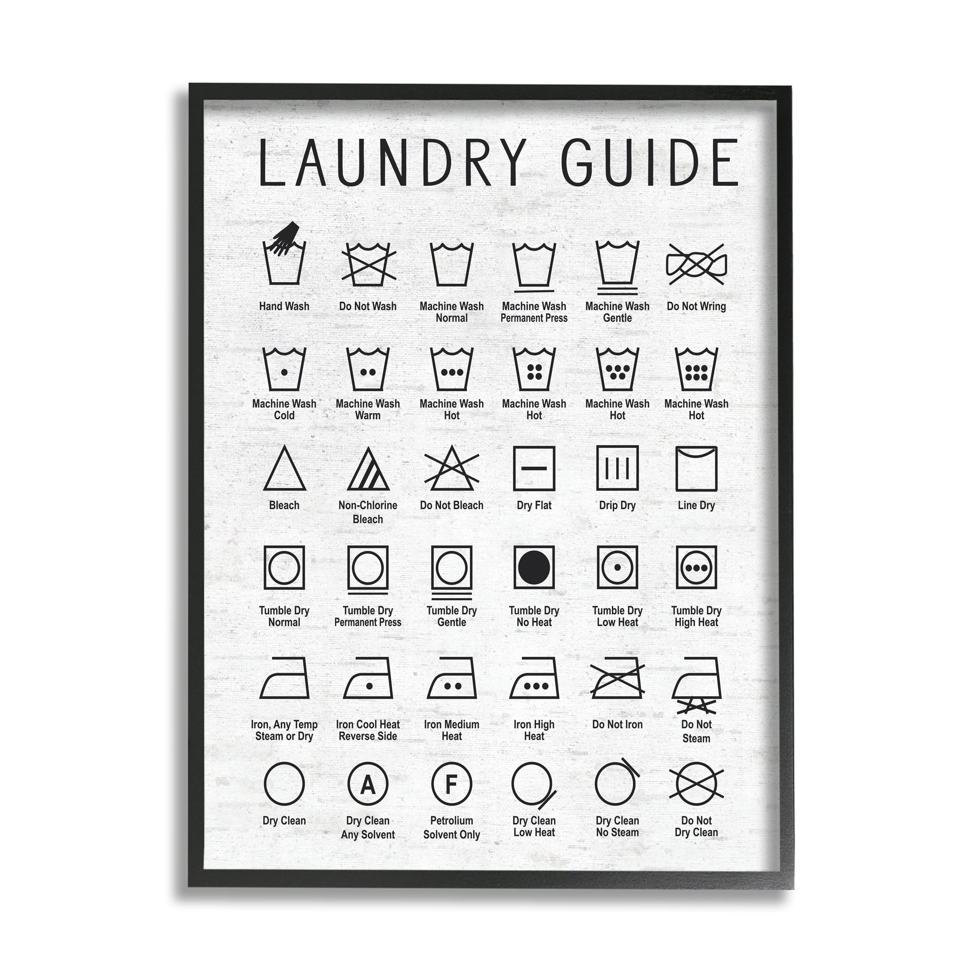 Stupell Industries Laundry Guide Simple Shapes Diagram Distressed Pattern,11 x 14,Designed by Lettered and Lined