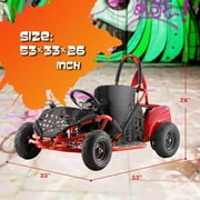 Electric Go Kart, 48V Powered Ride On Car, Steel Tubular Frame, Seat Belt, 13 inch All-Terrain Tires, Parental Speed Control, Max 20 Mph (Red)