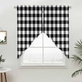 thumbnail image 5 of Black White Plaid Kitchen Window Curtains, Swag Curtains Valance for Bedroom Living Room Bathroom, Gradient Geometric Buffalo Checkered Rod Pocket Window Curtain Block Drapes 2 Panels 36"x36", 5 of 9