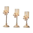 thumbnail image 3 of Candelabro de metal dorado perfecl 3 piezas con adornos dorados, 3 of 8