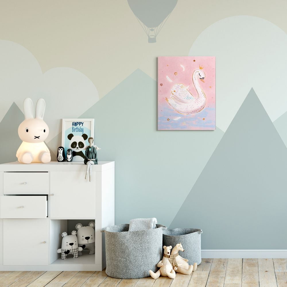 Stupell Industries Princess Swan Lake Girl's Nursery Animal Illustration Canvas Wall Art Design by Ziwei Li