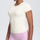 thumbnail image 4 of Camiseta de Yoga de Manga Corta para Mujeres con Cintura Slim Fit, Transpirable Deportes para Correr Gimnasio de Entrenamiento, 4 of 8